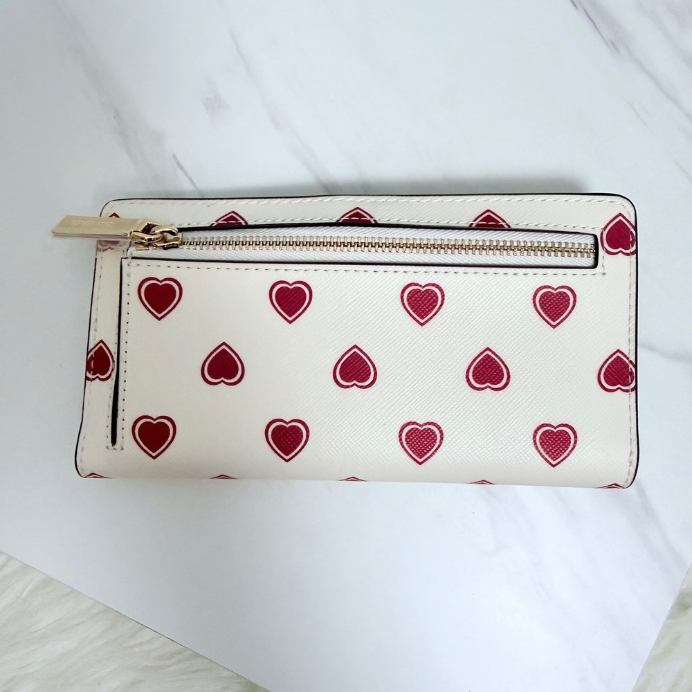 Kate Spade Madison Heartfelt Geo Boxed Large Slim Bifold Wallet Cream Multi - Picture 4 of 10